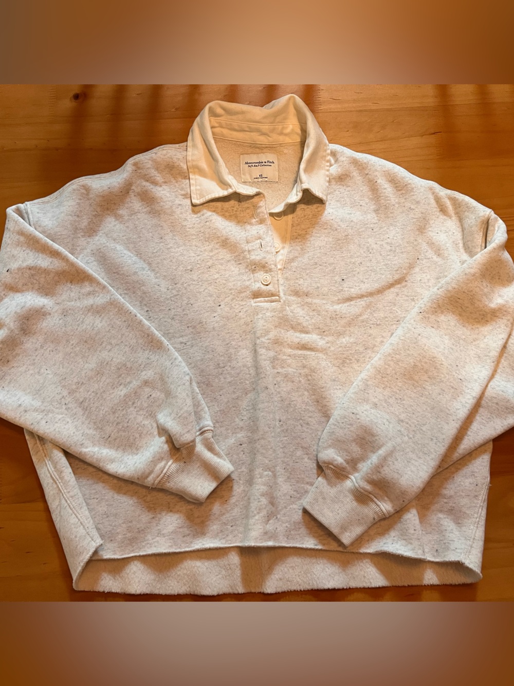 Abercrombie & Fitch Cream Heather V‑Neck Polo Pullover